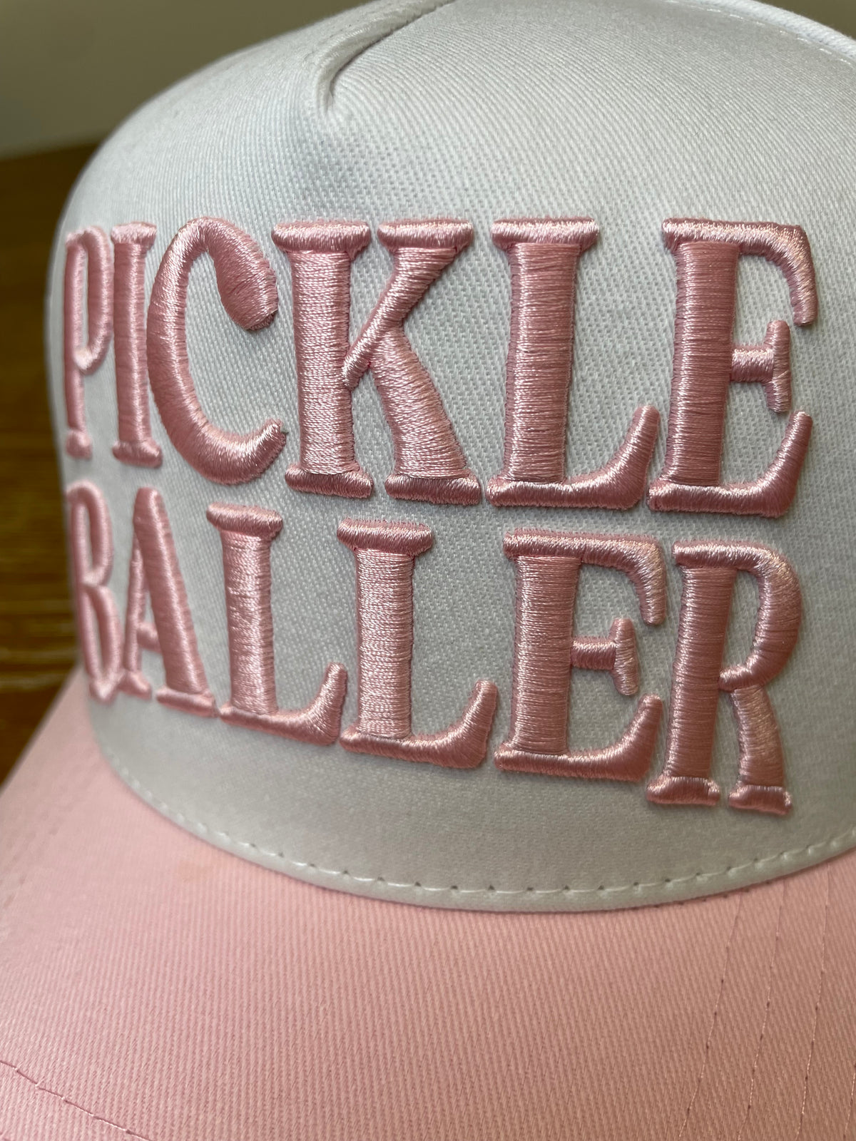 Embroidered (Pink & White) PickleBaller Snapback Hat