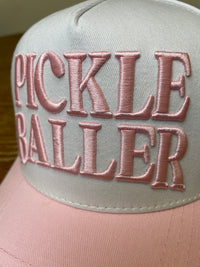 Embroidered (Pink & White) PickleBaller Snapback Hat