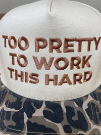 Snapback Hat: Embroidered Too Pretty To Work This Hard - Leopard