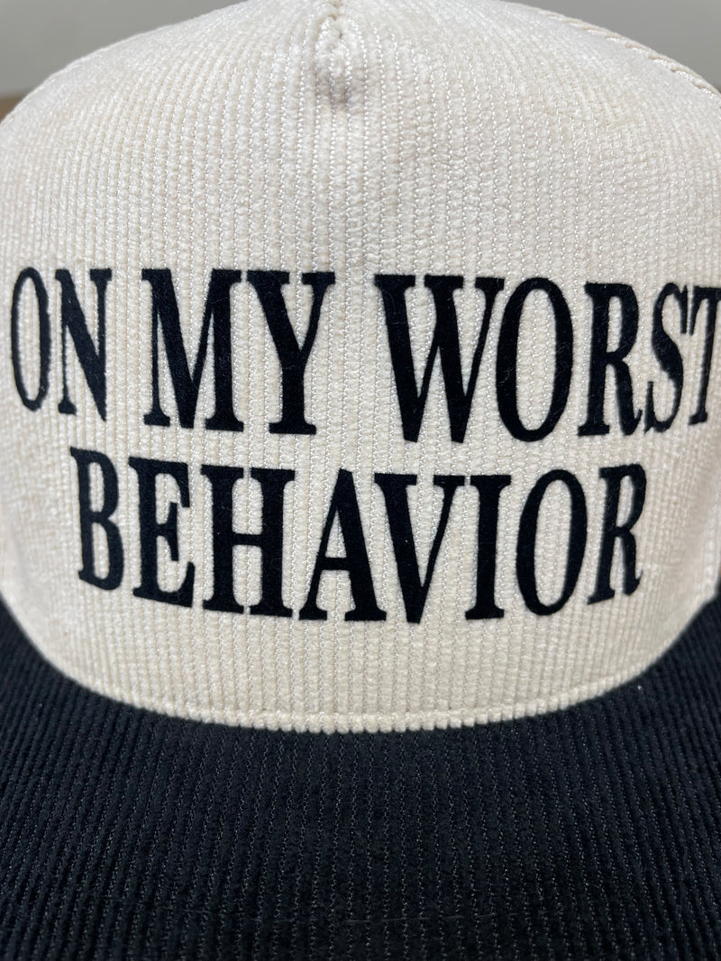 Printed (Black & Tan) On My Worst Behavior Two-Tone Snapback Hat