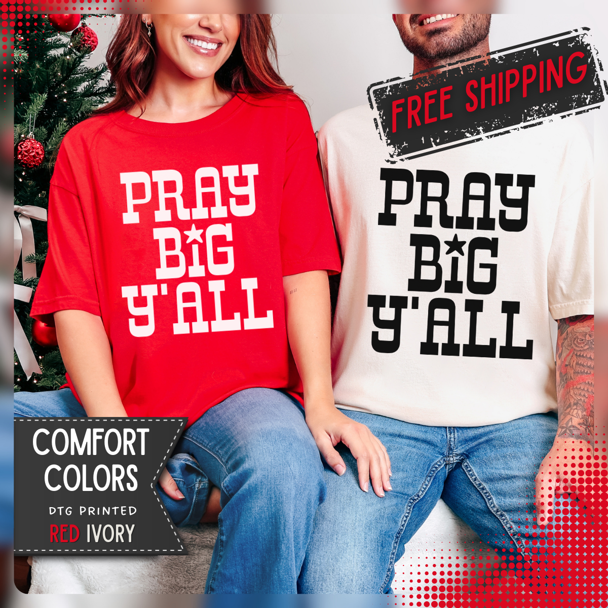 Pray Big Y'all - Comfort Colors | Trendy Women's and Men's T-Shirt. Direct to Garment. Printed & Shipped in the USA. Unisex Sizes.
