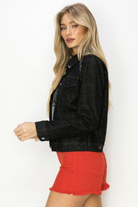Vintage Washed RISEN Black Denim Jacket