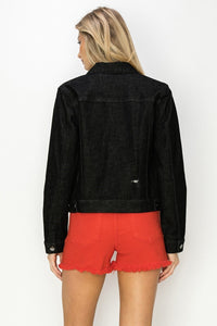 Vintage Washed RISEN Black Denim Jacket