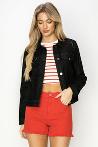 Vintage Washed RISEN Black Denim Jacket