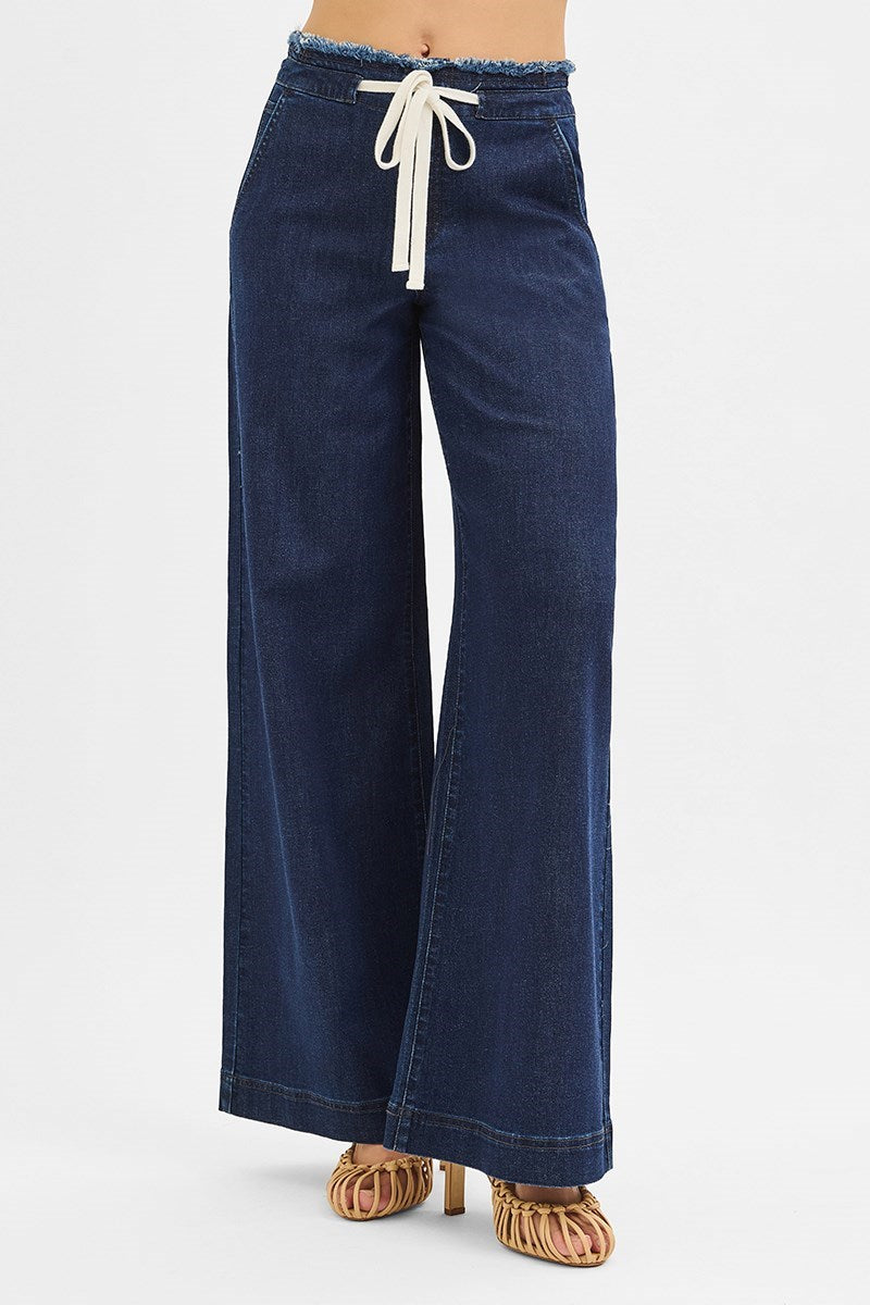 Jill Wide Leg RISEN Jeans with Exposed Tie Waistband