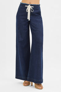 Jill Wide Leg RISEN Jeans with Exposed Tie Waistband