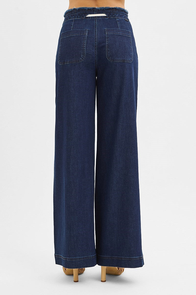 Jill Wide Leg RISEN Jeans with Exposed Tie Waistband