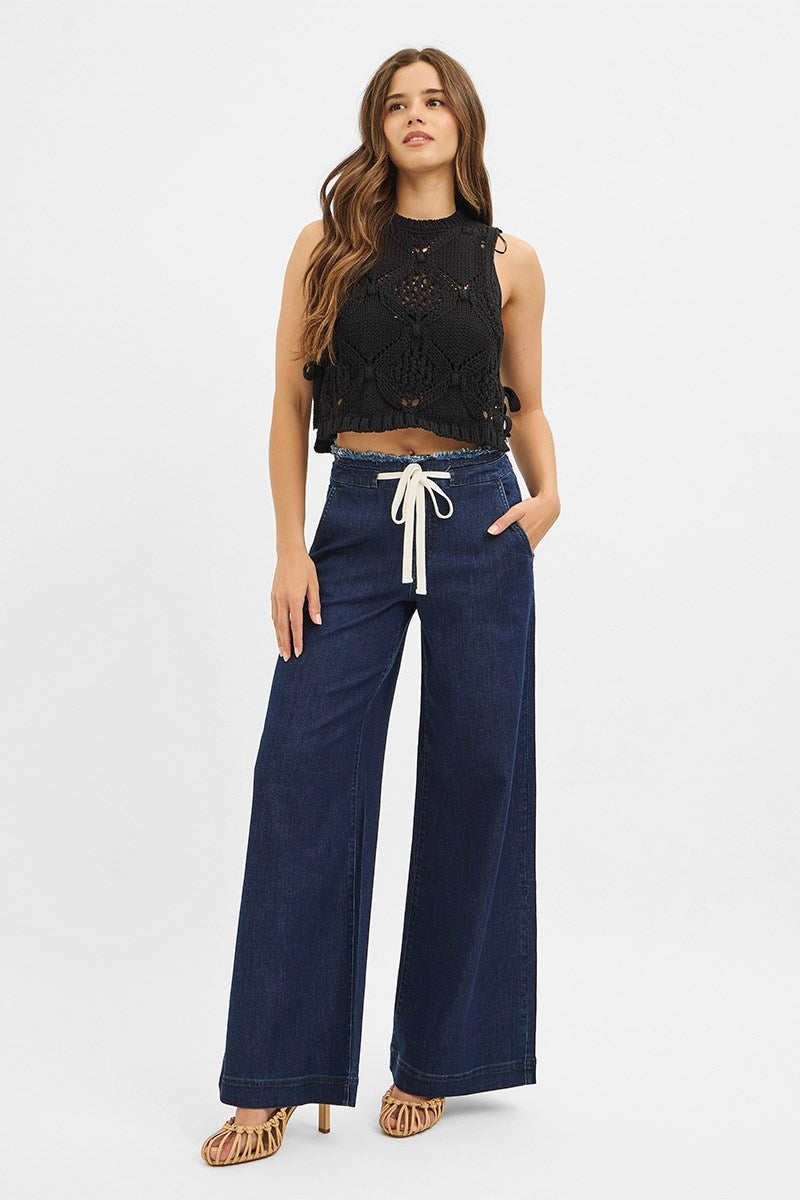 Jill Wide Leg RISEN Jeans with Exposed Tie Waistband