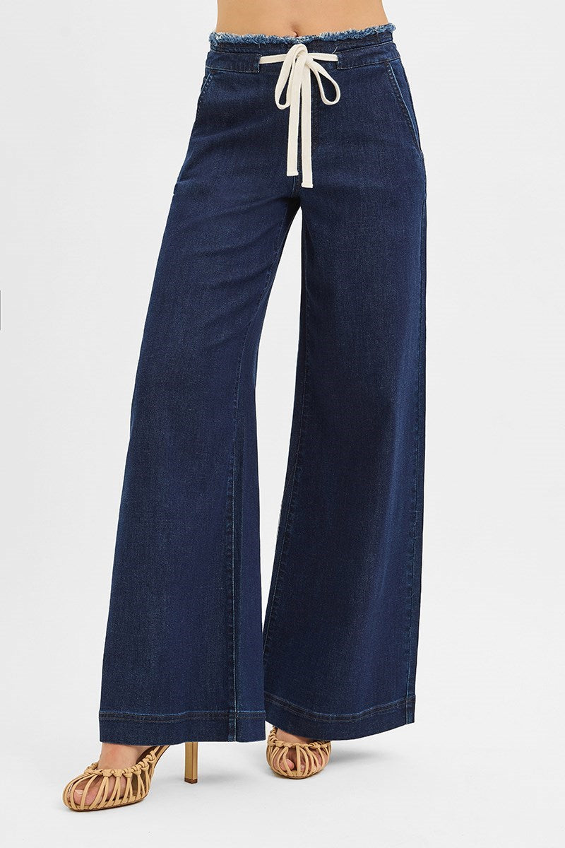Jill Wide Leg RISEN Jeans with Exposed Tie Waistband