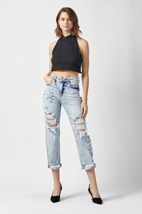 Carrie Distressed Light Cropped RISEN Jeans
