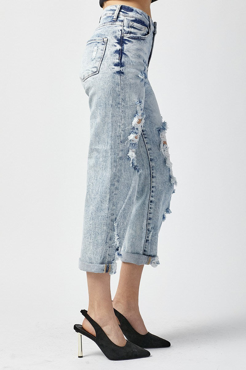 Carrie Distressed Light Cropped RISEN Jeans