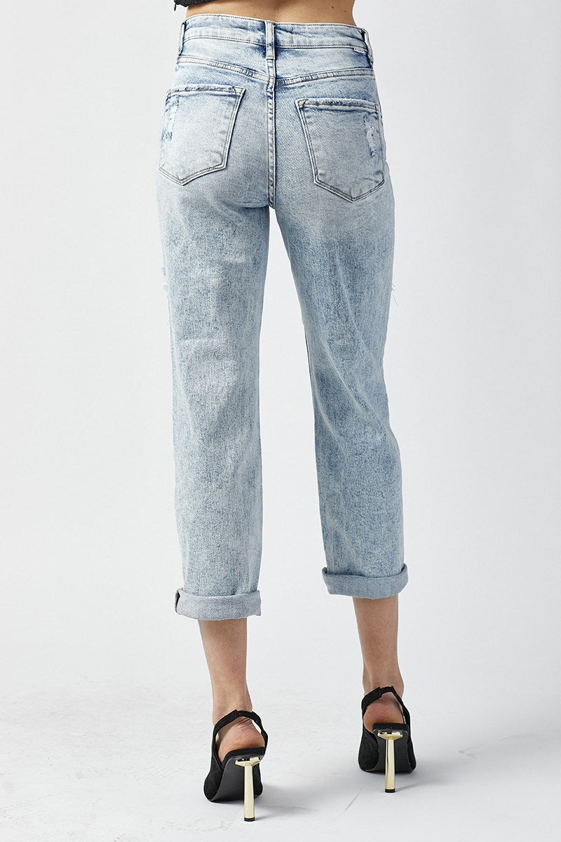 Carrie Distressed Light Cropped RISEN Jeans