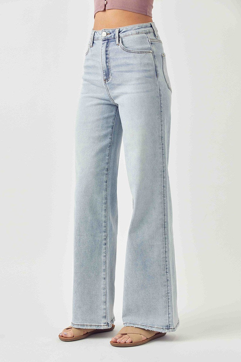 Jessica High-Rise Wide Flare RISEN Light Blue Jeans