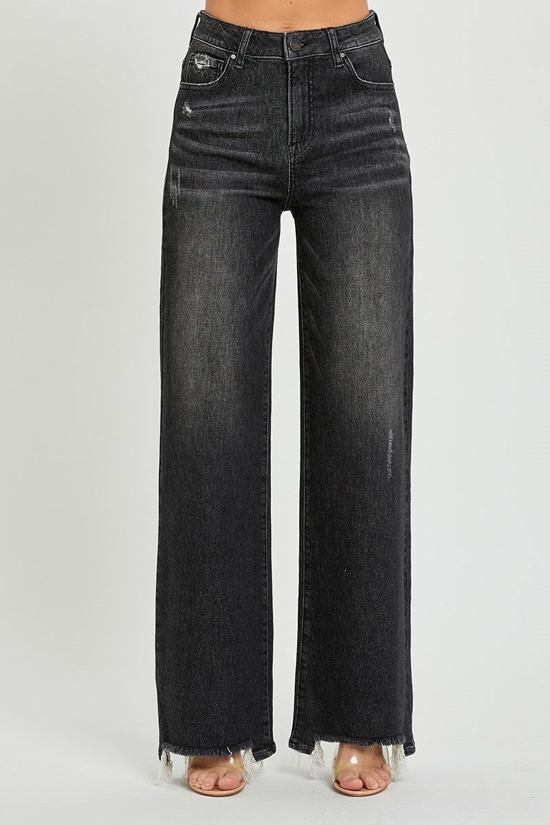 Ashton (Black) High Rise Wide Leg RISEN Jeans