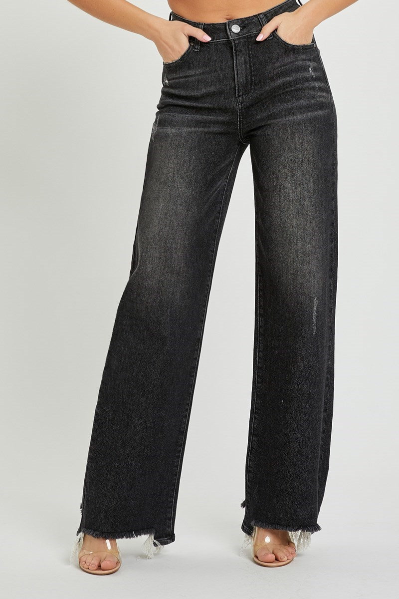 Ashton (Black) High Rise Wide Leg RISEN Jeans