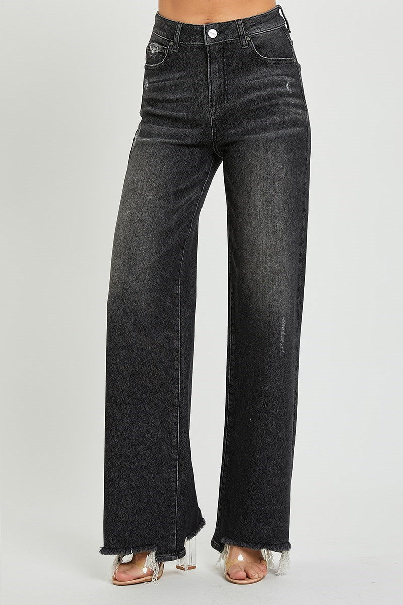 Ashton (Black) High Rise Wide Leg RISEN Jeans