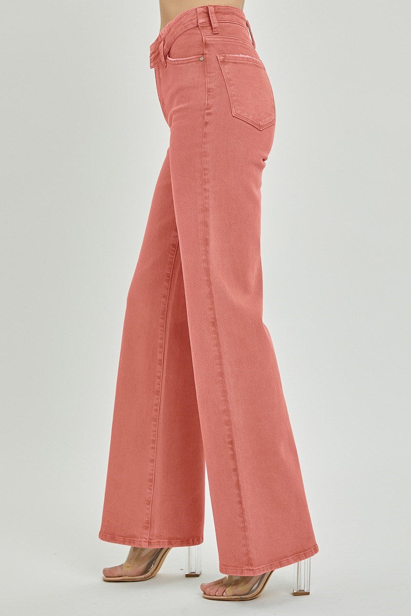 Jenny Sunkissed Peach Blossom Folded Front Waist RISEN Jeans