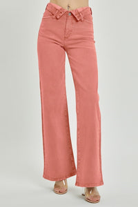Jenny Sunkissed Peach Blossom Folded Front Waist RISEN Jeans