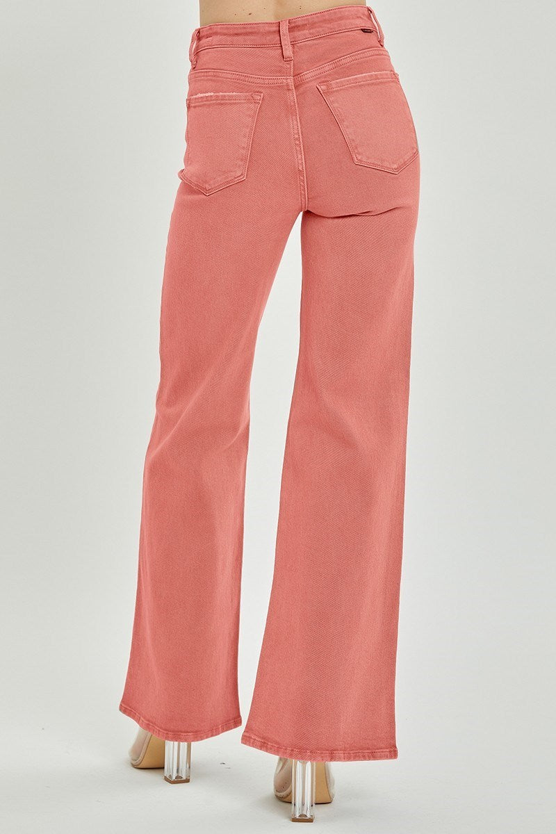 Jenny Sunkissed Peach Blossom Folded Front Waist RISEN Jeans