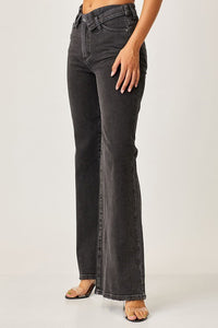 Jenny Sunkissed Black Folded Front Waist RISEN Jeans