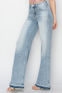 Heidi High Rise Wide Straight-Leg RISEN Blue Jeans