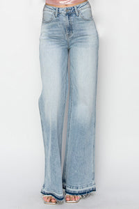 Heidi High Rise Wide Straight-Leg RISEN Blue Jeans