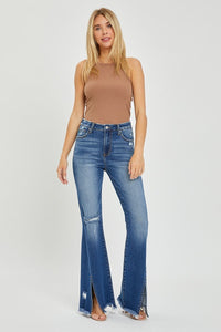 Kate High Rise Flare Front-Slit Frayed Hem RISEN Jeans