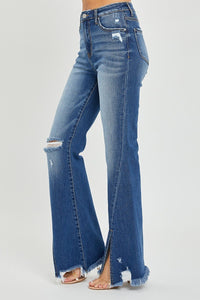 Kate High Rise Flare Front-Slit Frayed Hem RISEN Jeans
