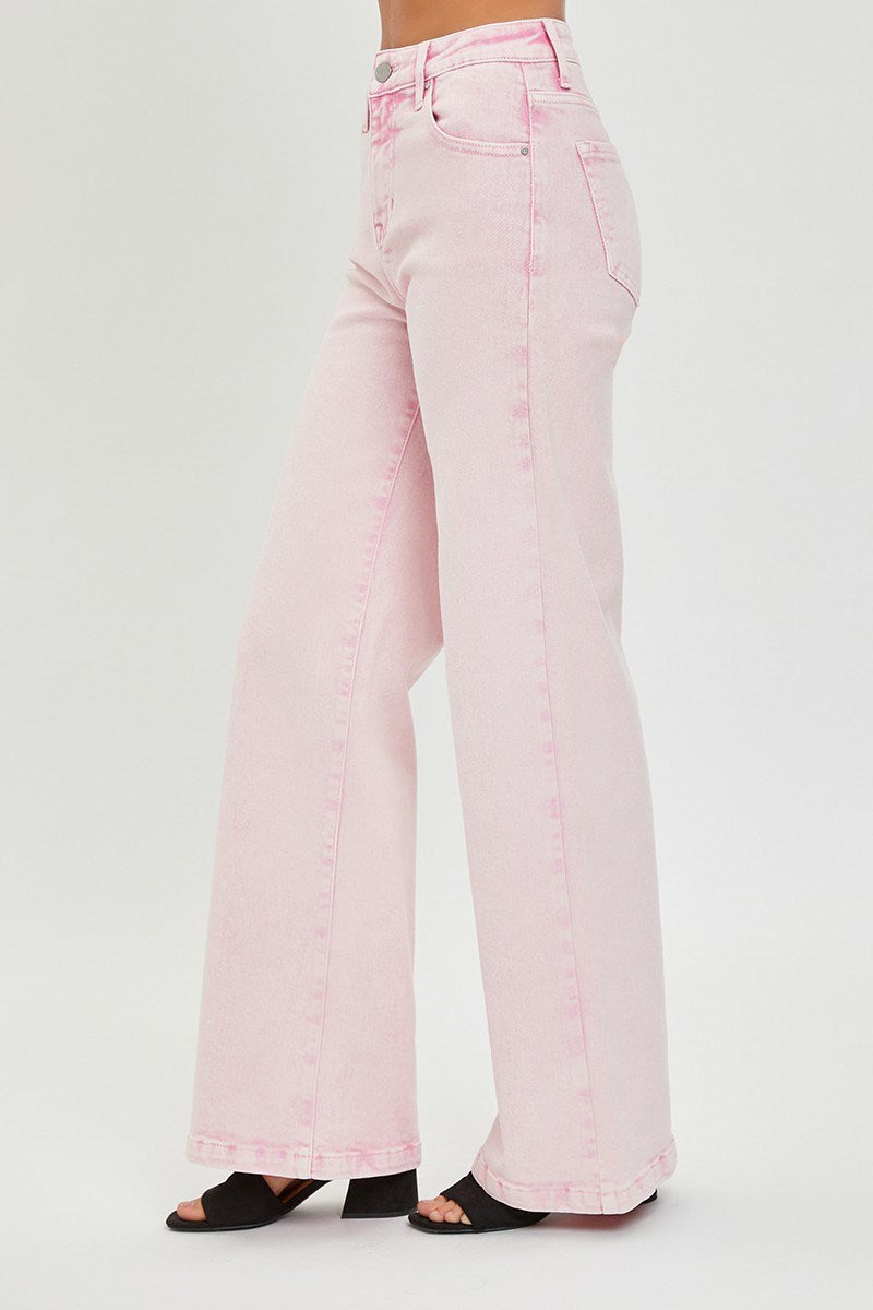 Patsy High Rise Wide Leg RISEN Jeans - Acid Pink