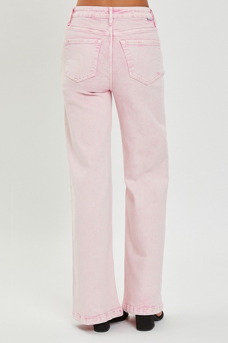 Patsy High Rise Wide Leg RISEN Jeans - Acid Pink