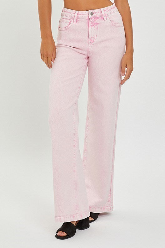Patsy High Rise Wide Leg RISEN Jeans - Acid Pink