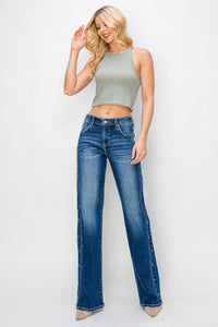 Sally Mid-Rise Star Print Straight Leg RISEN Jeans