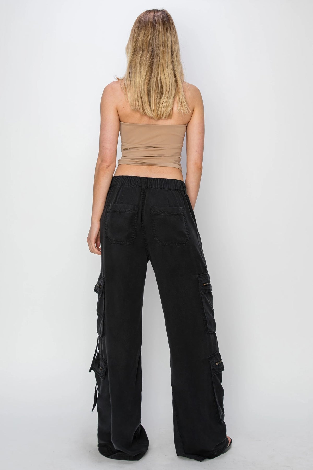Sable (Black) Tencel Multi-Pocket Wide Leg RISEN Pants