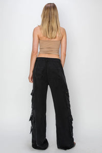 Sable (Black) Tencel Multi-Pocket Wide Leg RISEN Pants