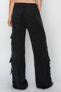 Sable (Black) Tencel Multi-Pocket Wide Leg RISEN Pants