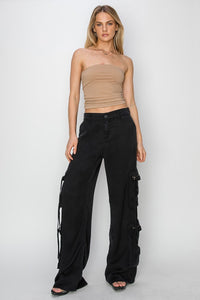 Sable (Black) Tencel Multi-Pocket Wide Leg RISEN Pants