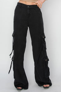 Sable (Black) Tencel Multi-Pocket Wide Leg RISEN Pants