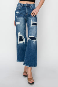 DeeDee Distressed, Patched Cropped RISEN Jeans