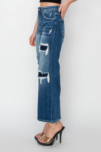 DeeDee Distressed, Patched Cropped RISEN Jeans