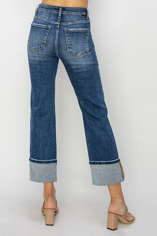 Bonnie High Rise Straight-Leg Cuffed RISEN Jeans