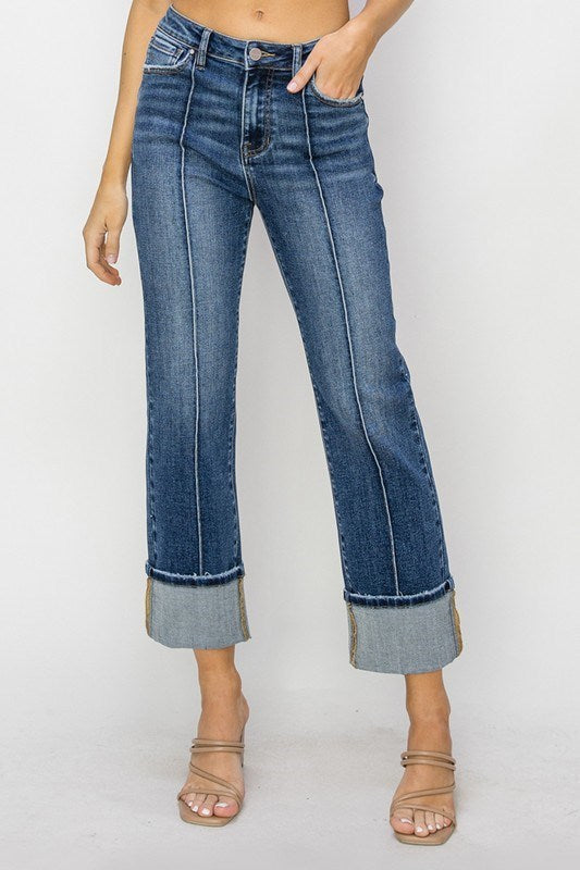 Bonnie High Rise Straight-Leg Cuffed RISEN Jeans