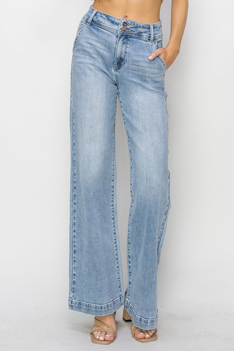 Mary High-Rise Double Button Wide Leg RISEN Jeans