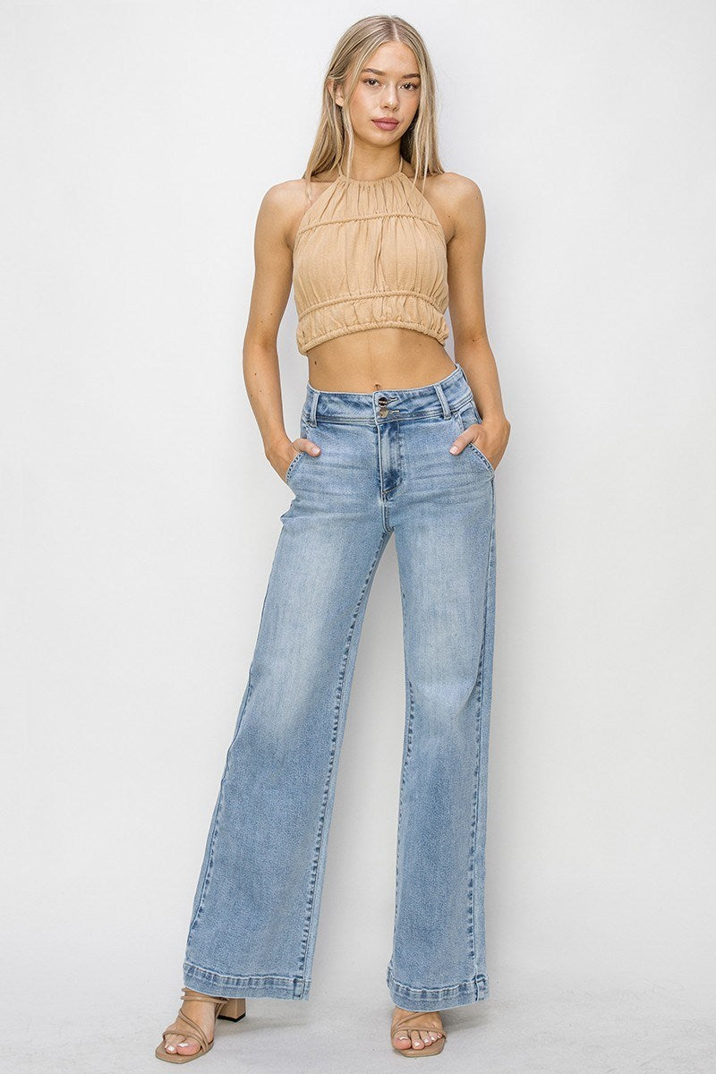 Mary High-Rise Double Button Wide Leg RISEN Jeans
