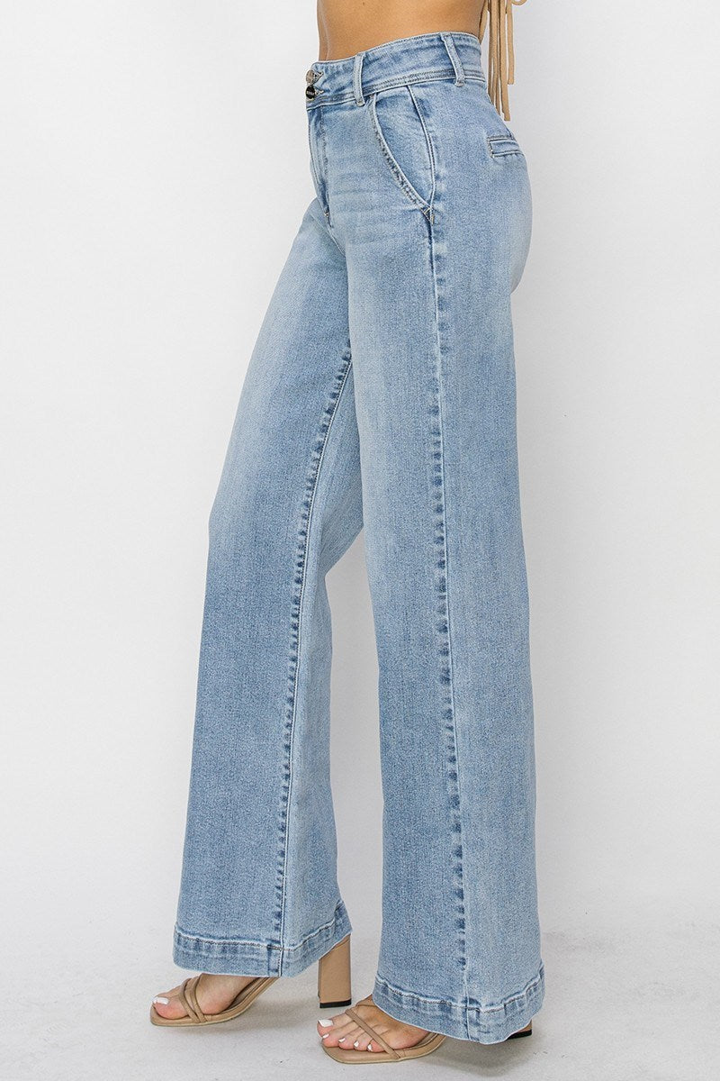 Mary High-Rise Double Button Wide Leg RISEN Jeans