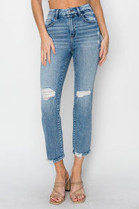 Alicia High-Rise Distressed Ankle-Length RISEN Jeans