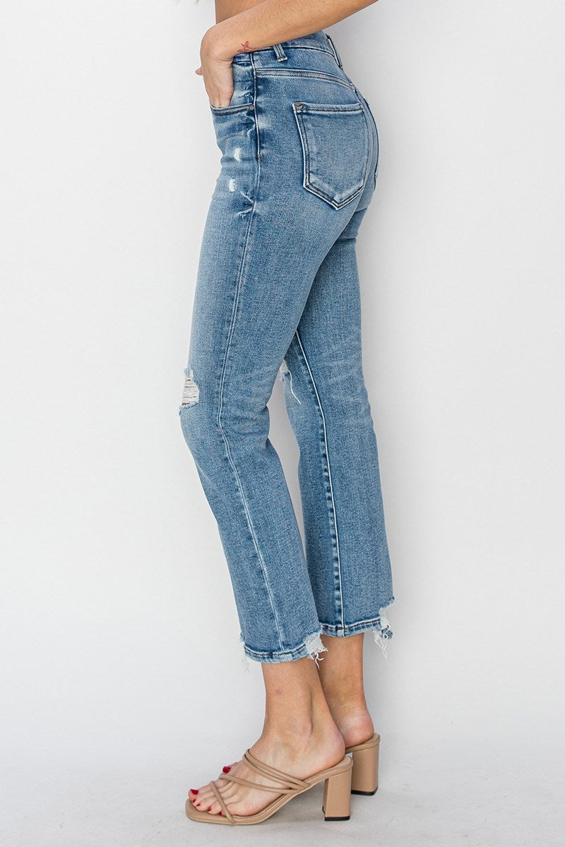 Alicia High-Rise Distressed Ankle-Length RISEN Jeans
