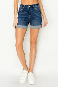Molly Cuffed (Dark) RISEN Blue Jean Shorts