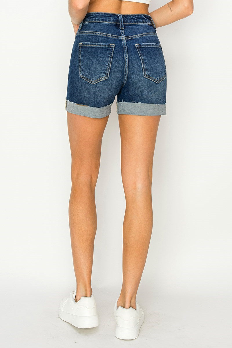 Molly Cuffed (Dark) RISEN Blue Jean Shorts