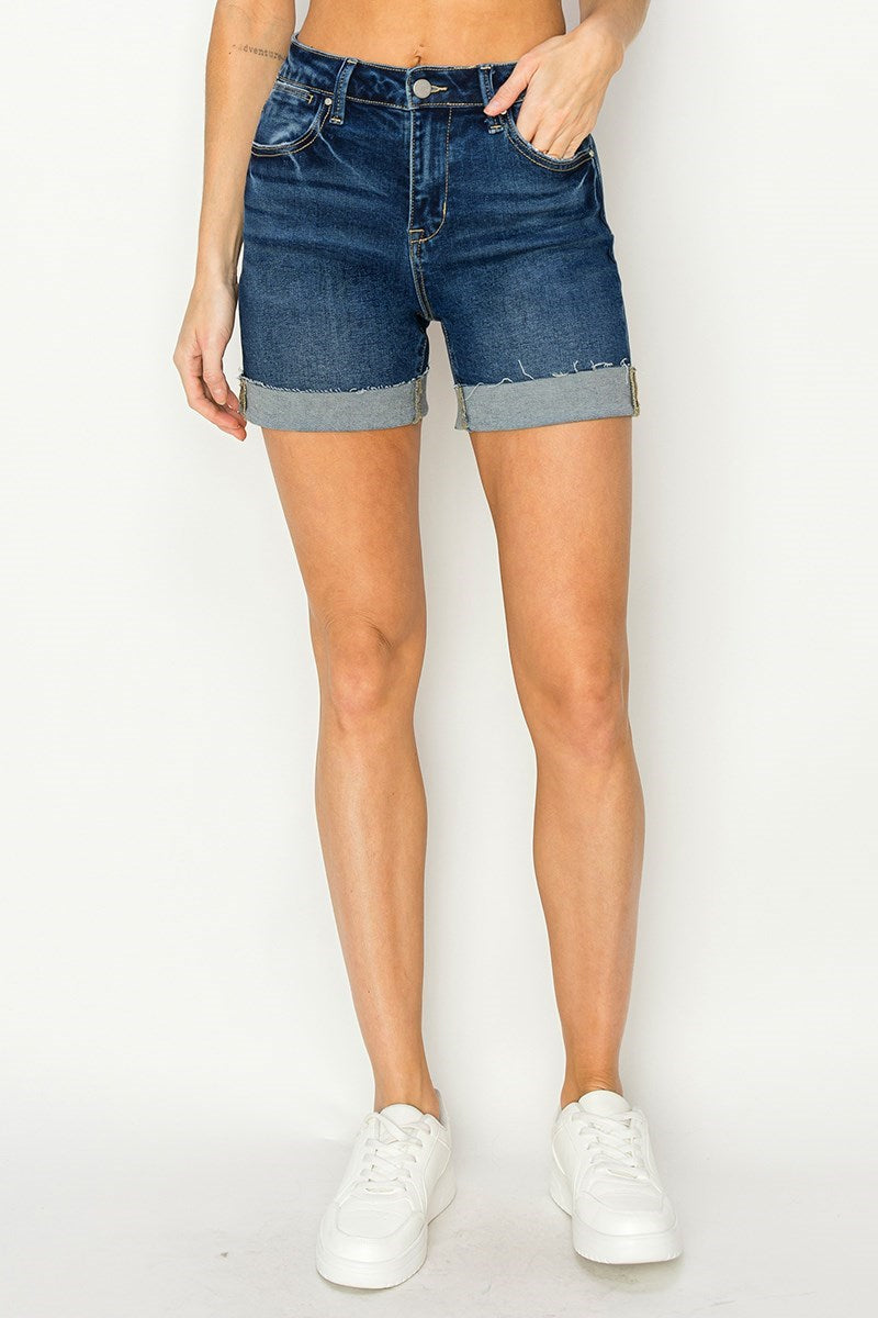 Molly Cuffed (Dark) RISEN Blue Jean Shorts
