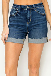 Molly Cuffed (Dark) RISEN Blue Jean Shorts